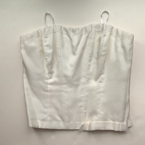 NICOLE MILLER 100% Silk Cream Ivory Bustier Crop Top - Picture 1 of 12